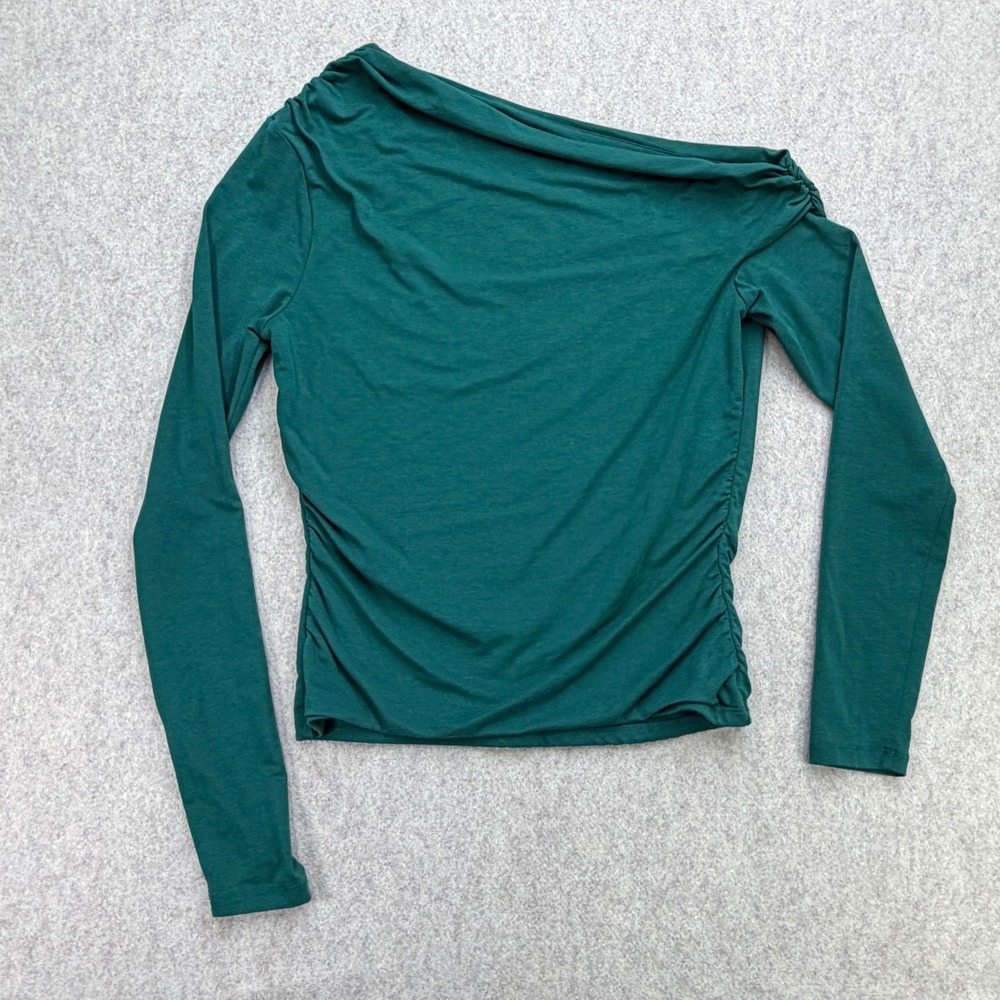 Abercrombie Ruched One Shoulder Top Womens S Green Minimalist Going Out Chic